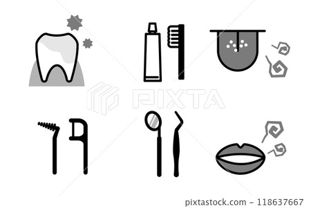 Tooth dental care icon line drawing illustration 118637667