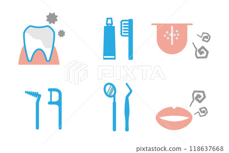 Tooth dental care icon line drawing illustration 118637668