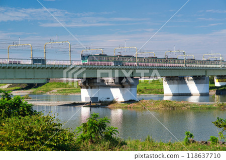 Noborito: A view of the Odakyu Line from the Tama River bank Noborito: A view of the Odakyu Line from the Tama River bank 118637710