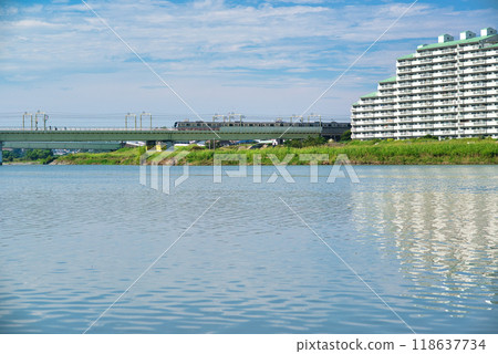 Noborito: A view of the Odakyu Line from the Tama River bank Noborito: A view of the Odakyu Line from the Tama River bank 118637734