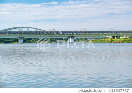 Noborito: A view of the Odakyu Line from the Tama River bank Noborito: A view of the Odakyu Line from the Tama River bank 118637737