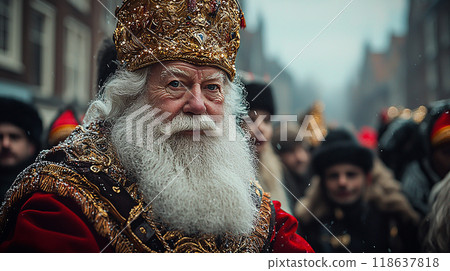 St. Nicholas Parade. A festive scene showing a St. Nicholas St. Nicholas Parade. A festive scene showing a St. Nicholas 118637818