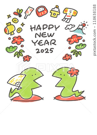 Two snakes giving New Year's greetings New Year's card Cushion 2025 Two snakes giving New Year's greetings New Year's card Cushion 2025 118638188