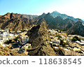 Mutrah Fort and mountains in Muscat, the capital of Oman in the Middle East 118638545