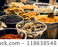 A spice shop in Nizwa Souq, the ancient city of Oman in the Middle East 118638548