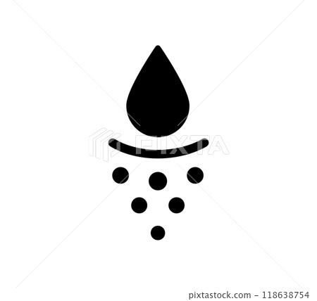 Water absorbent icon. Skin deep hydration symbol. Face care effect. Moisturizing skin icon. Water drop absorb sign. Vector illustration isolated on white background Water absorbent icon. Skin deep hydration symbol. Face care effect. Moisturizing skin icon. Water drop absorb sign. Vector illustration isolated on white background 118638754