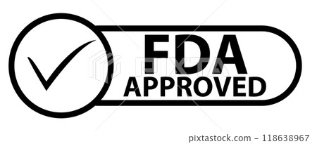 FDA approved icon. FDA approved label sign. FDA Approved Food and Drug Administration stamp symbol. flat style. 118638967