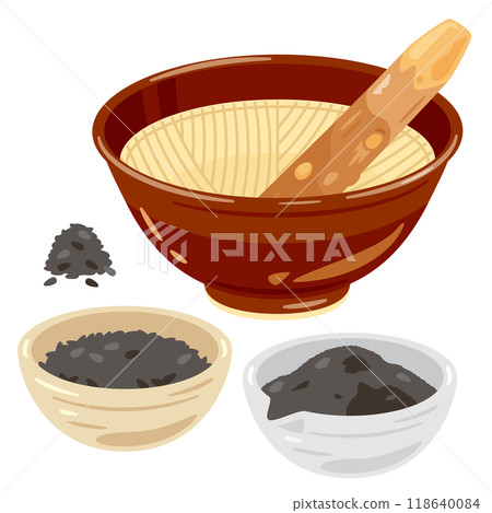 Mortar and Black Sesame Set 118640084