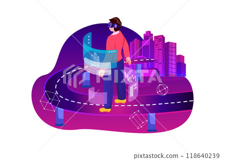 Metaverse Technology Illustration concept. Flat illustration isolated on white background Metaverse Technology Illustration concept. Flat illustration isolated on white background 118640239