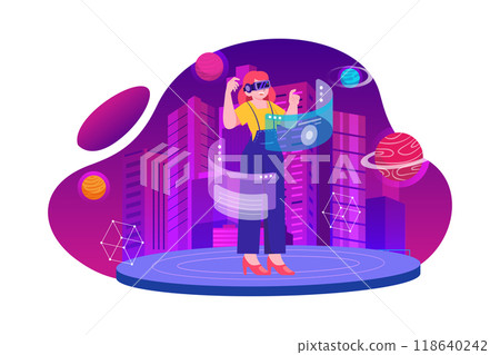 Metaverse Technology Illustration concept. Flat illustration isolated on white background Metaverse Technology Illustration concept. Flat illustration isolated on white background 118640242