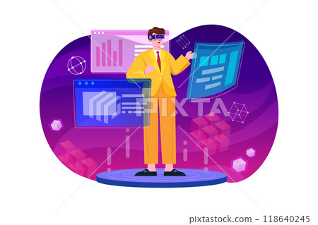 Metaverse Technology Illustration concept. Flat illustration isolated on white background 118640245