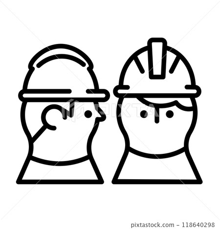 一個戴著頭盔的人。前視圖和側視圖。 118640298