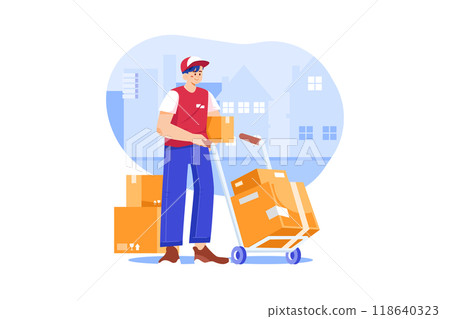 Parcel Delivery Service Illustration concept. Flat illustration isolated on white background 118640323