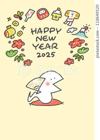 蛇迎新年新年賀卡Zabuton 2025 蛇迎新年新年賀卡Zabuton 2025 118640520