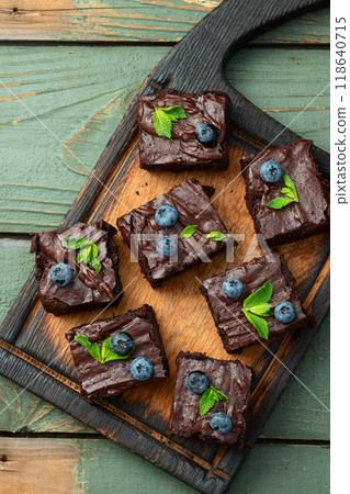 Homemade chocolate brownie photography . Top view Homemade chocolate brownie photography . Top view 118640715