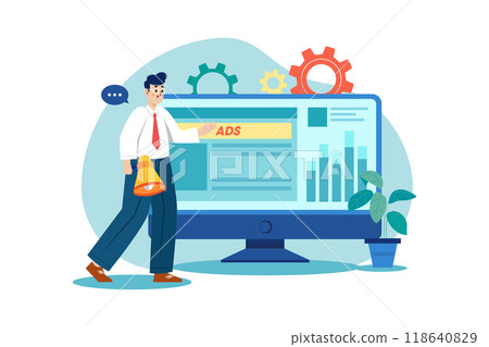 Online Digital Marketing Illustration concept. Flat illustration isolated on white background 118640829