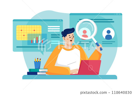 Online Digital Marketing Illustration concept. Flat illustration isolated on white background 118640830