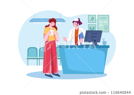 Hospital Receptionist Consulting With The Patient Hospital Receptionist Consulting With The Patient 118640844