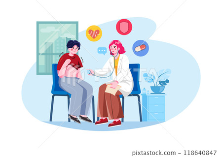 Female Doctor Doing Checkup Of The Patient Female Doctor Doing Checkup Of The Patient 118640847