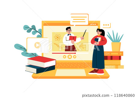 Girl Watching The Online Educational Video 118640860