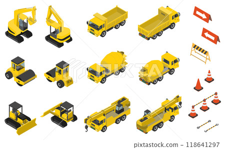 Isometric illustration: heavy machinery set 118641297