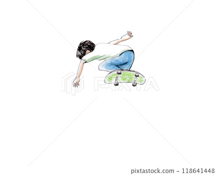 Skateboard hand-painted watercolor painting 118641448