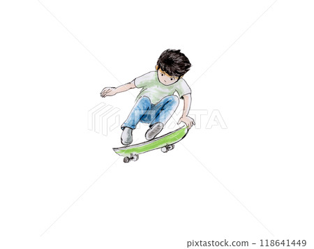 Skateboard hand-painted watercolor painting 118641449