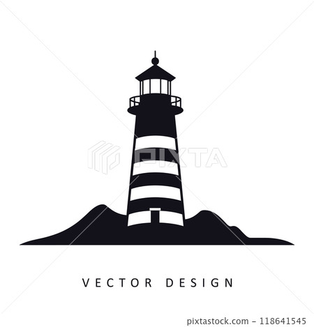 lighthouse by sea minimalist vector design isolated illustration 118641545