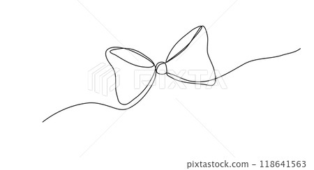 Bow one continuous line art. Simple drawing sketch. Bow one continuous line art. Simple drawing sketch. 118641563