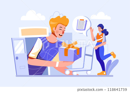 Parcel Delivery Service Illustration concept. Flat illustration isolated on white background Parcel Delivery Service Illustration concept. Flat illustration isolated on white background 118641739
