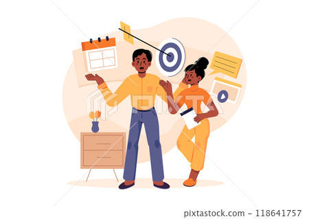Business Team Working On Marketing Goals 118641757