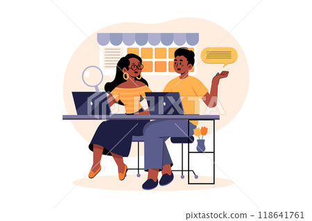Two People Are Researching The Market 118641761