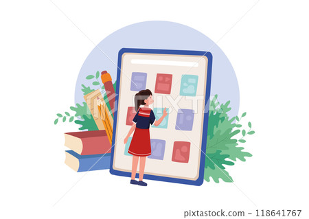 Student Selecting Ebook Online From The Website 118641767
