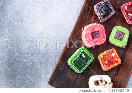 Turkish delight candy . Rahat lokum photography 118642049
