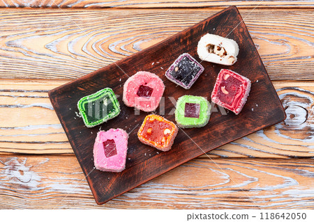 Turkish delight candy . Rahat lokum photography Turkish delight candy . Rahat lokum photography 118642050