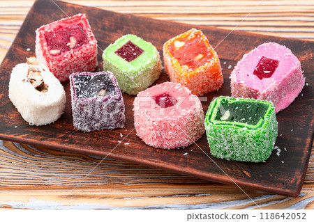 Turkish delight candy . Rahat lokum photography 118642052