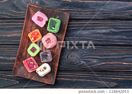 Turkish delight candy . Rahat lokum photography 118642053