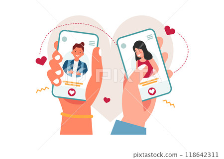 Couple found a match through an online dating app 118642311