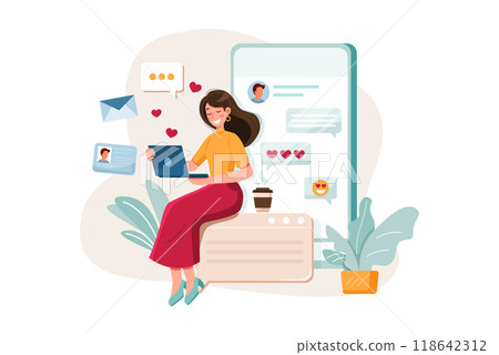 Girl doing Online Dating 118642312