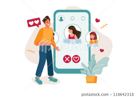 Boy selecting age in dating app 118642318