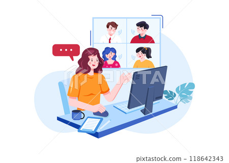 Business discussion on online meeting Business discussion on online meeting 118642343
