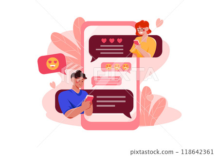 Online Dating Illustration concept. Flat illustration isolated on white background 118642361