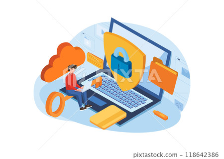 Smart Guy Using Modern Digital Security 118642386