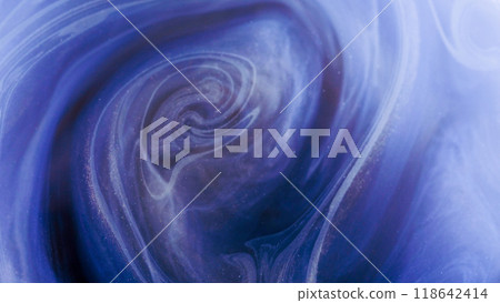 Smoke cloud. Defocused background. Blur blue color vapor floating acrylic paint water blend whirl wave abstract art texture. 118642414