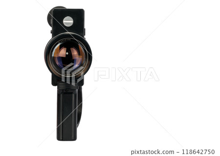 Vintage handheld film camera isolated on white background Vintage handheld film camera isolated on white background 118642750