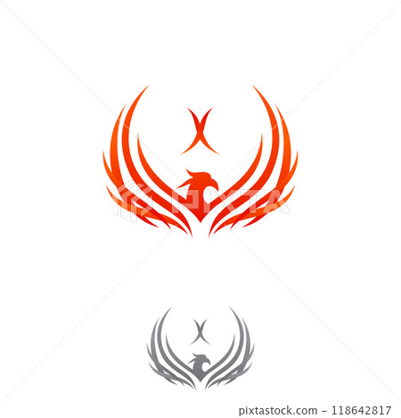 Mythological animal Phoenix fire bird vector logo design 118642817