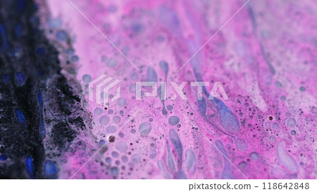Bubble drop. Ink spill. Defocused pink black blue color sparkling shiny liquid shimmer particles drip glowing moist texture abstract art background. Bubble drop. Ink spill. Defocused pink black blue color sparkling shiny liquid shimmer particles drip glowing moist texture abstract art background. 118642848