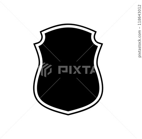 Black silhouette Shield frame Logo. Vector template Sign of Protection, Guard and Security. Insurance or Immunity Empty icon design isolated on white background. Symbol for your web site design, app Black silhouette Shield frame Logo. Vector template Sign of Protection, Guard and Security. Insurance or Immunity Empty icon design isolated on white background. Symbol for your web site design, app 118643012