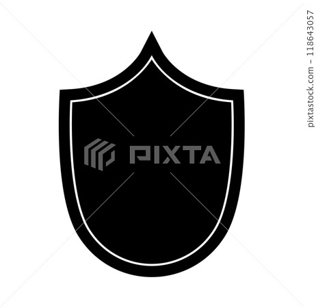 Shield logo template flat illustration, shielding icon in black and white color, security and protector symbol isolated on white background Shield logo template flat illustration, shielding icon in black and white color, security and protector symbol isolated on white background 118643057