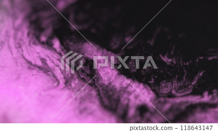 Ink spill. Sparkling wave. Defocused neon pink black color texture liquid blend acrylic paint mix flow abstract design art background. Ink spill. Sparkling wave. Defocused neon pink black color texture liquid blend acrylic paint mix flow abstract design art background. 118643147